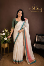 Aira Ivory Multishade Thari Cotton Saree
