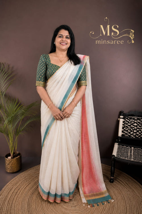 Pure Thari Cotton Saree
 Beautiful Multishade Designs
🎀Elegant Tassel Detailing