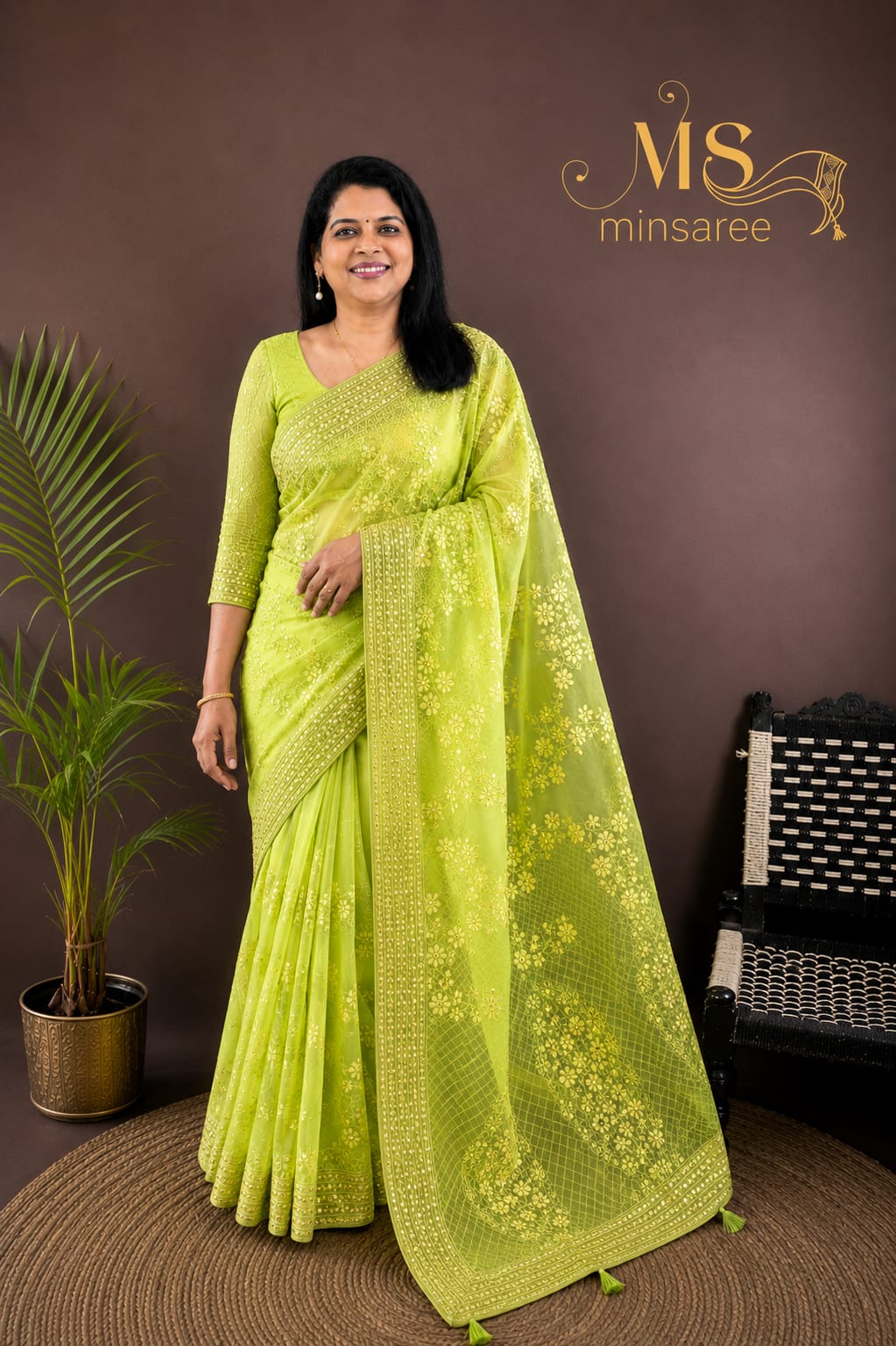 Neela Aqua Embellished Saree