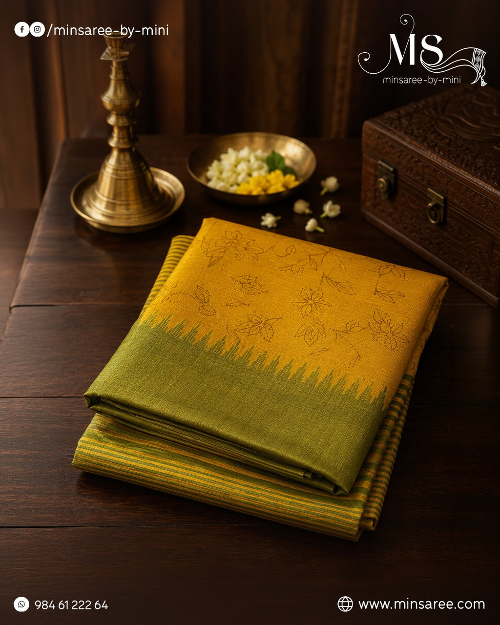 Mehendi Mustard Elegance Saree