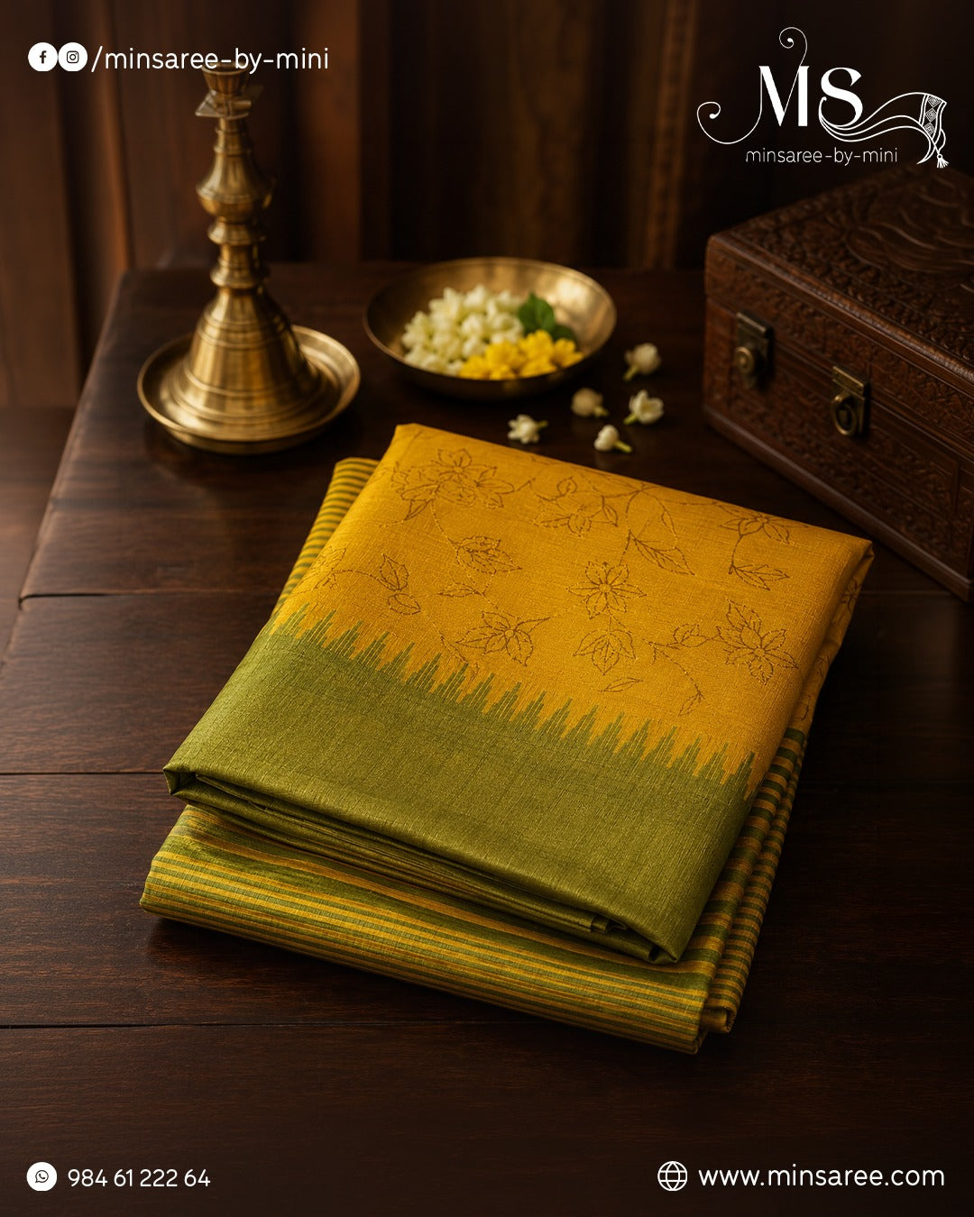 Mehendi Mustard Elegance Saree