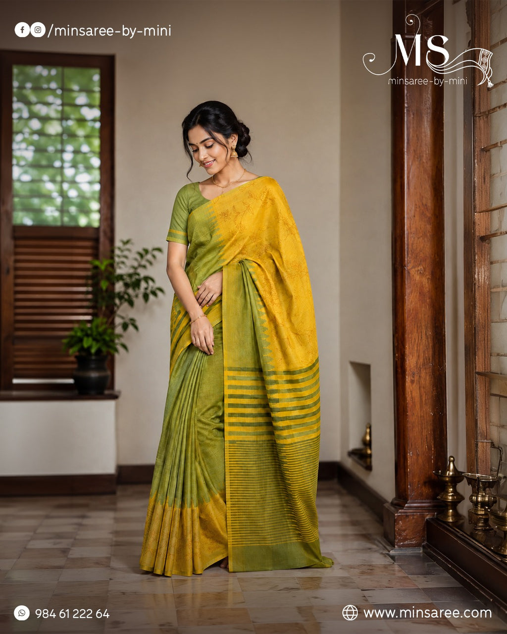 Mehendi Mustard Elegance Saree