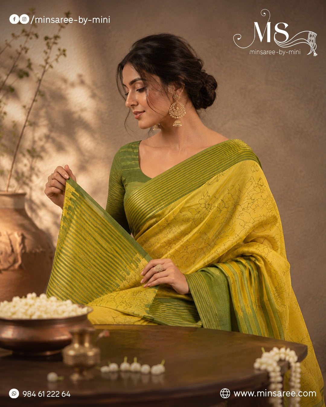 Mehendi Mustard Elegance Saree