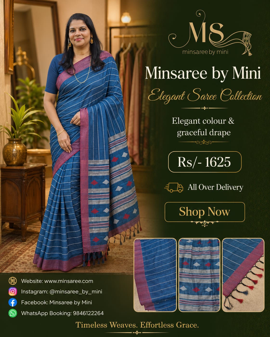 ✨ Elegant Blue Saree Collection | Minsaree by Mini ✨