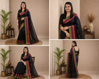 Maya Black Mul Cotton Saree