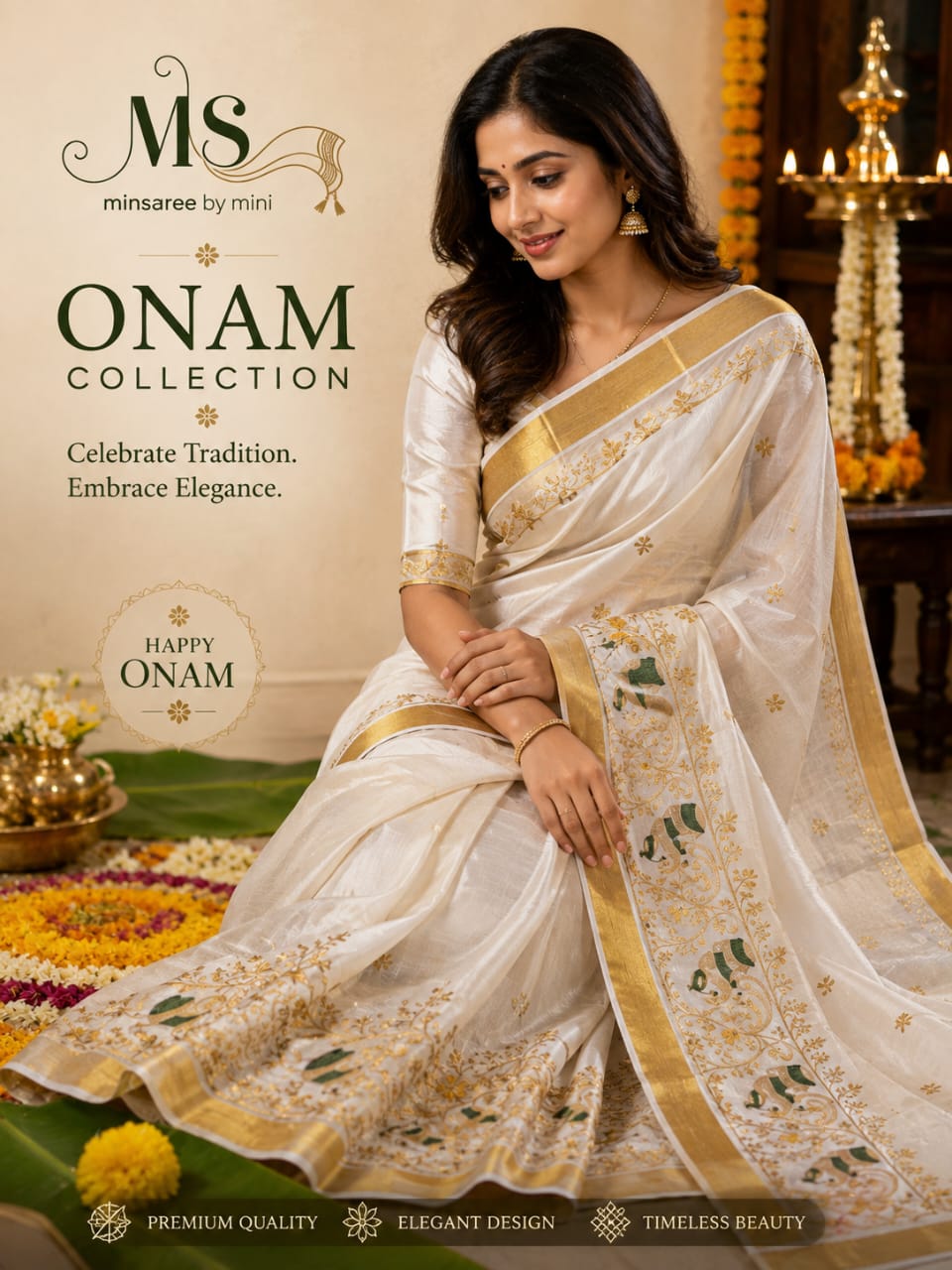 Silver & Gold Lined Saree