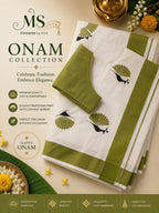 Peacock Print Set Saree with Matching Blouse