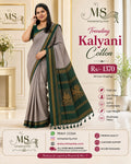 Trending Kalyani Cotton Saree – Elegant Grey & Green