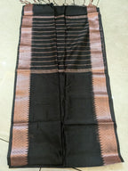 ✨ Trending Maheswari Cotton Saree (Black & Copper)✨
