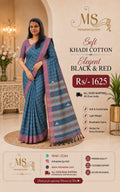 🖤❤️ Elegant Black &amp; Red – Soft Khadi Cotton Saree ❤️🖤
