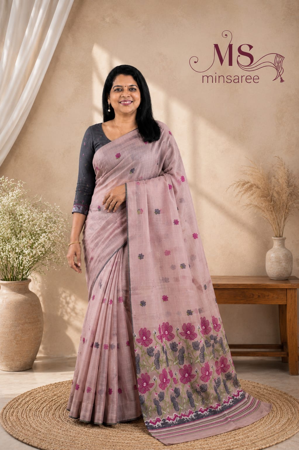 Anika Mauve Botanical Saree