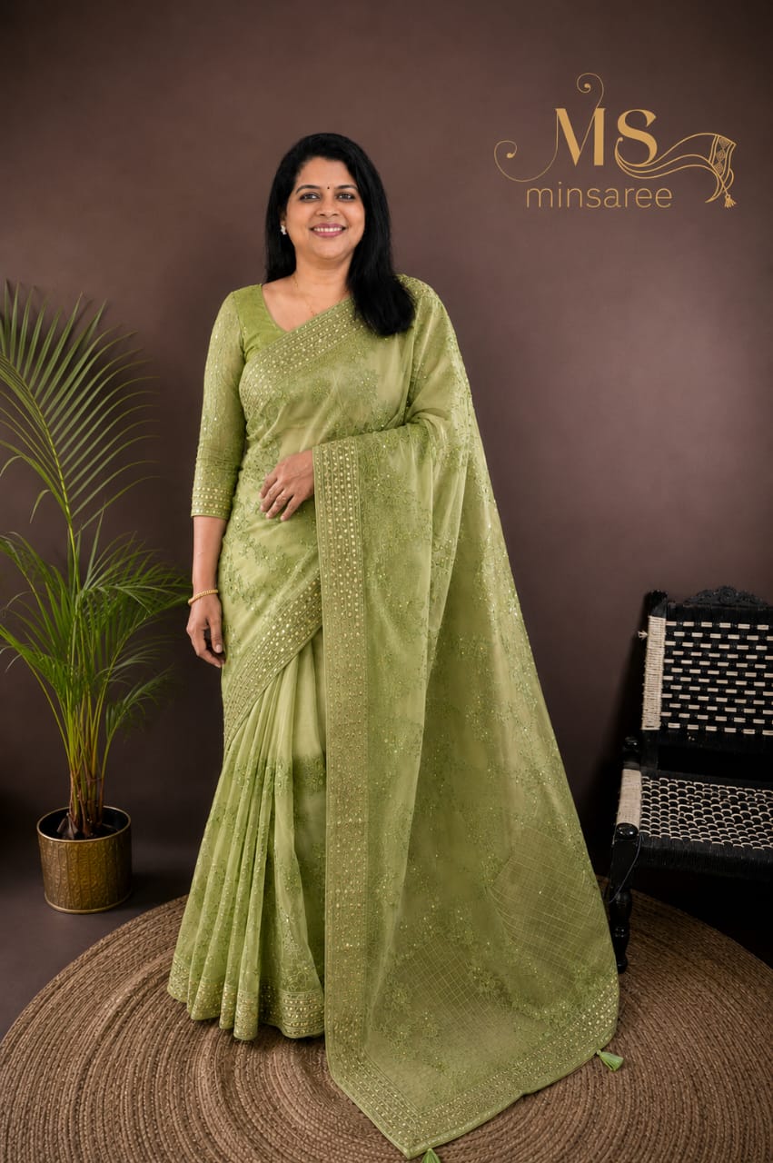 Vanya Sage Embellished Saree